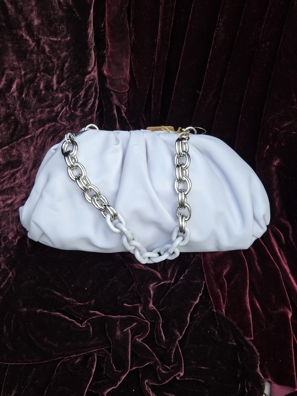 INC International Concepts Lavender Ruched Shoulder Bag Chain Strap NWT